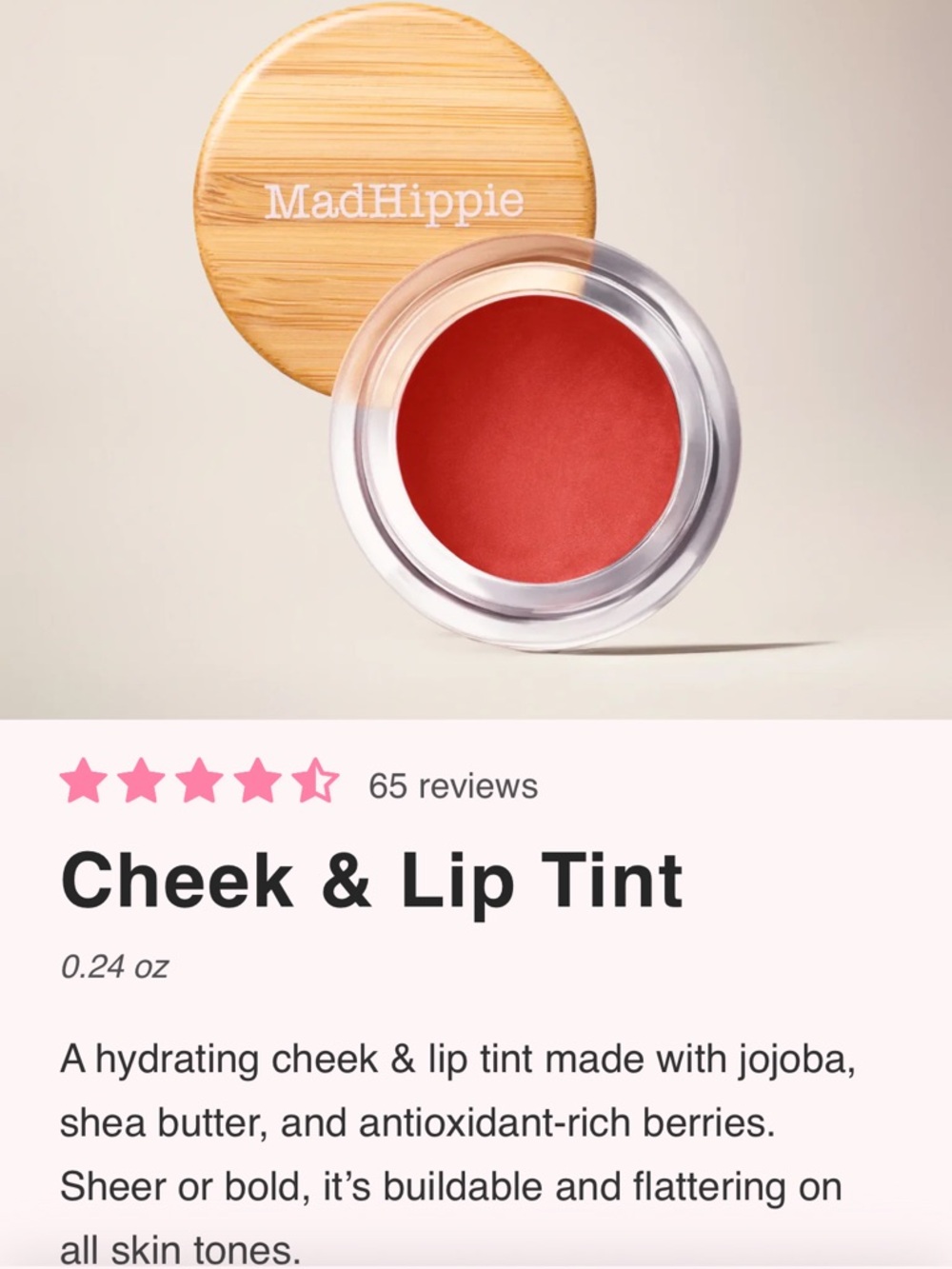 Mad Hippie Cheek & Lip Tint — Coral Red